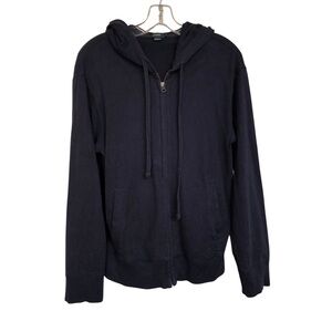 J. Crew Mens Hoodie Sweatshirt Small  Full Zip Activewear Navy 100% Cotton EUC